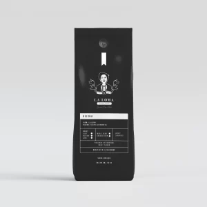 Front of La Loma Geisha single origin Salvadoran coffee bag.